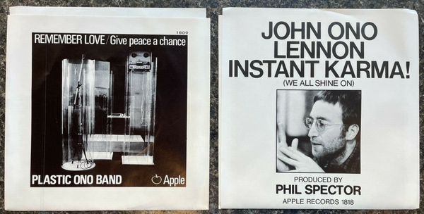 John Lennon Give Peace A Chance / Instant Karma 7" Vinyl Records Picture Sleeves