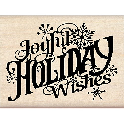 Inkadinkado Christmas Mounted Rubber Stamp, 3 by 2.25-Inch, Joyful Holiday Wishes