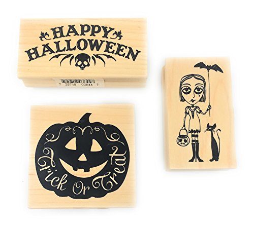 Inkadinkado Halloween Wood Block Stamp Bundle (3 Small Stamps)