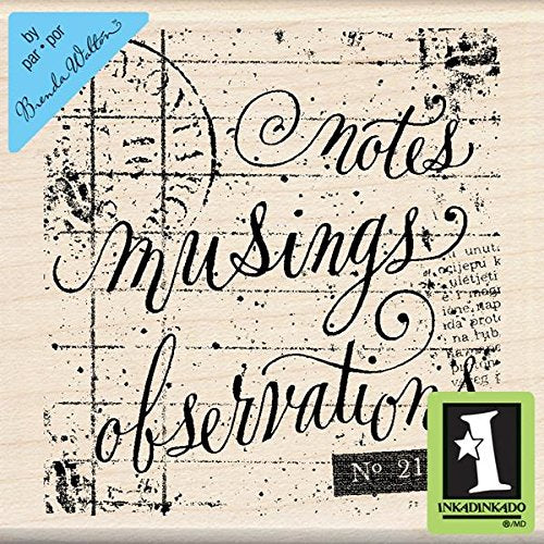 Inkadinkado Mounted Rubber Stamp, 3 by 3-Inch, Notes Musing