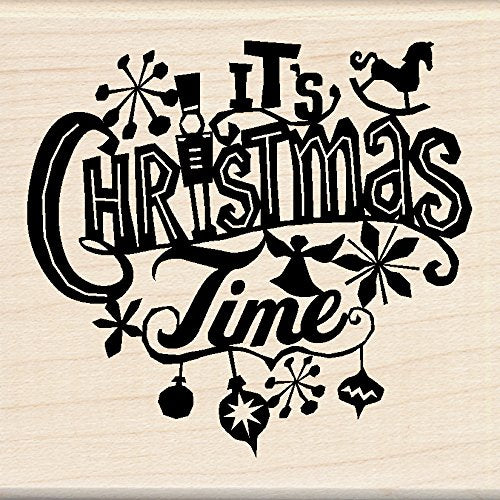 Inkadinkado Christmas Mounted Rubber Stamp, 2.75 by 7.5-Inch, It's Christmas Time